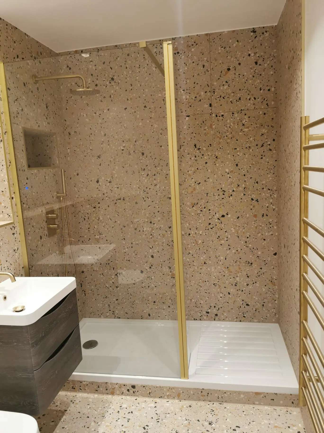 Terrazzo & Brushed Brass Bathroom Renovation in Clerkenwell